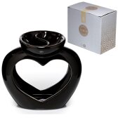 Duftlampe schwarz herzförmige Doppelschale